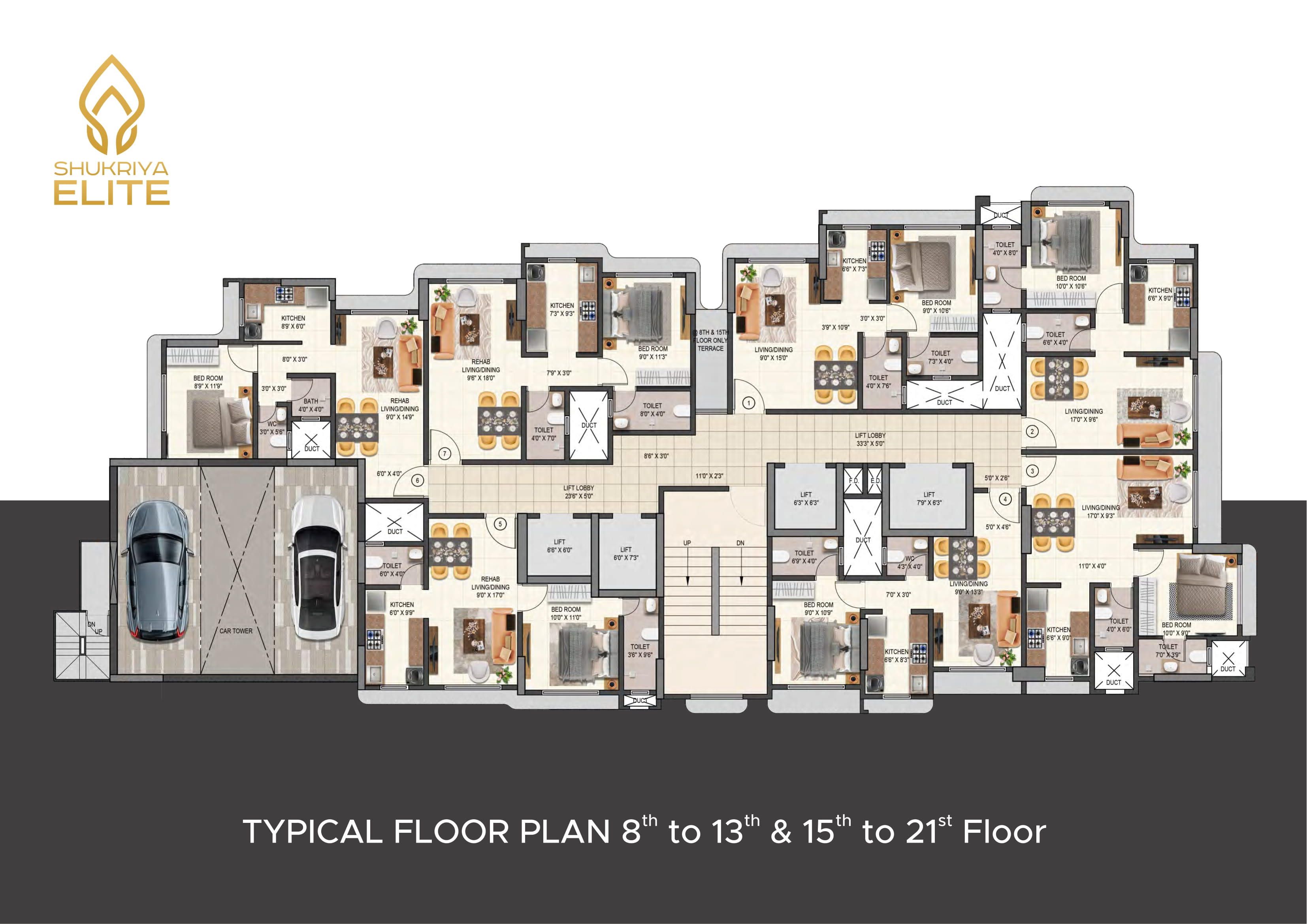 Official brochure typical floor plan of Shukriya Elite Tower